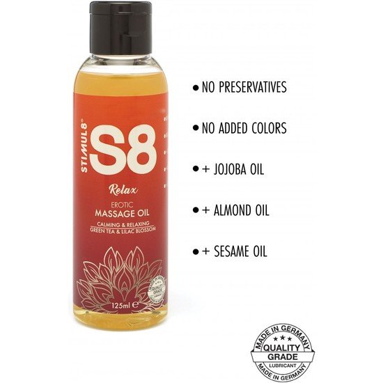 S8 aceite de masaje relax: té verde y flor lila - 125ml