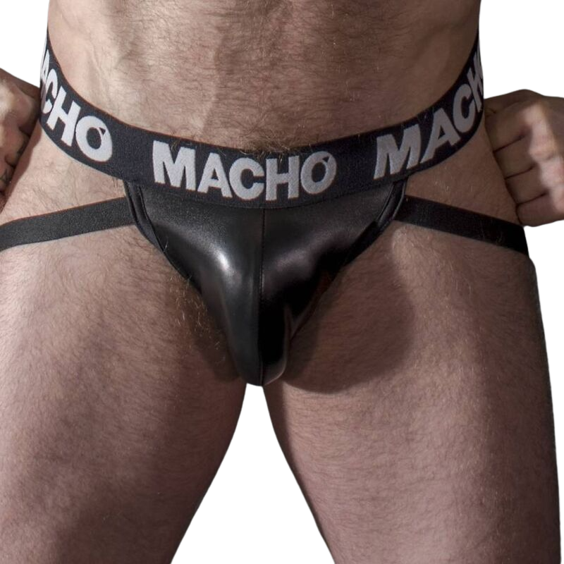 Jock en Cuir Noir XL Homme Rebelle