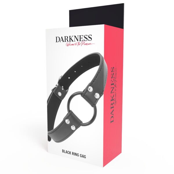 Bâillon Darkness Gag with Ring avec anneau et sangles en cuir