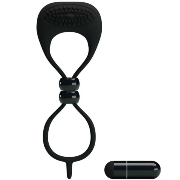Anneau pénien vibrant double Pretty Love de couleur noire