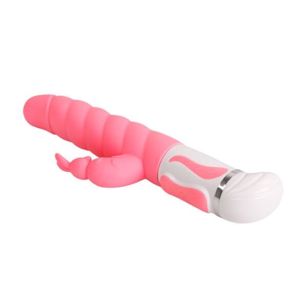 Vibromasseur rabbit Pretty Love Steven, avec sa tige striée et son bras pour le clitoris