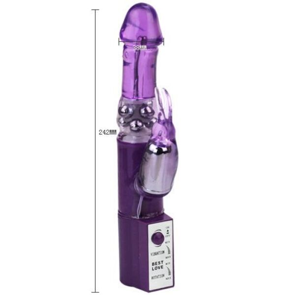Vibromasseur rabbit Baile Hot Lady II avec tige à perles et stimulateur clitoridien en forme de lapin