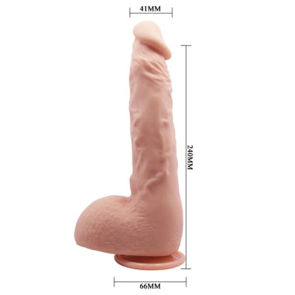 Gode réaliste Baile Jason 24 cm, avec tronc courbe, testicules et ventouse à la base