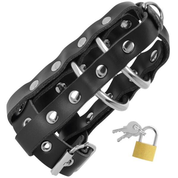 Cage de chasteté Darkness avec son anneau et ses bagues