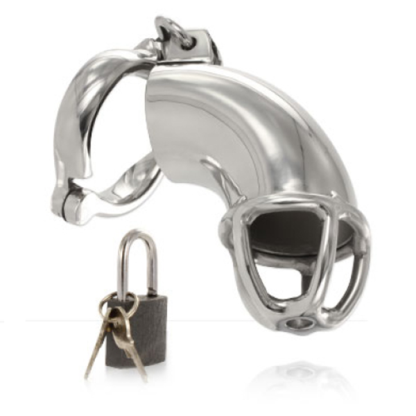 Cage de chasteté Metal Hard Lancelot avec son anneau, sa tige de verrouillage et son cadenas