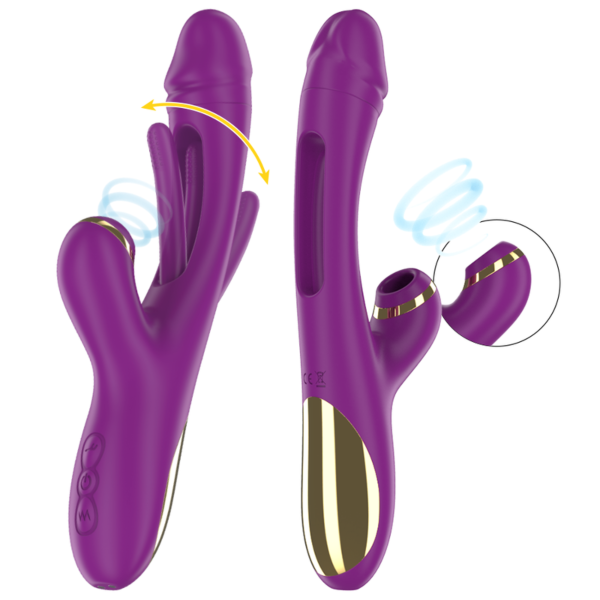 Stimulateur clitoridien à succion Intense Ateneo violet avec revêtement doré et langue oscillante