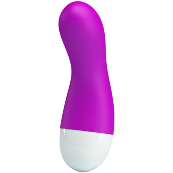 Vibromasseur point G Pretty Love BW-241016 avec tige en silicone et base blanche à détails métalliques