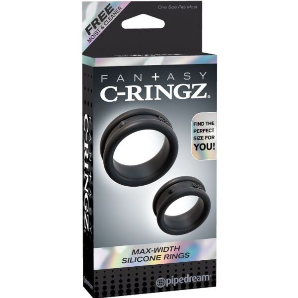 Set de deux anneaux péniens en silicone noir Fantasy C-Ringz Black de Pipedream