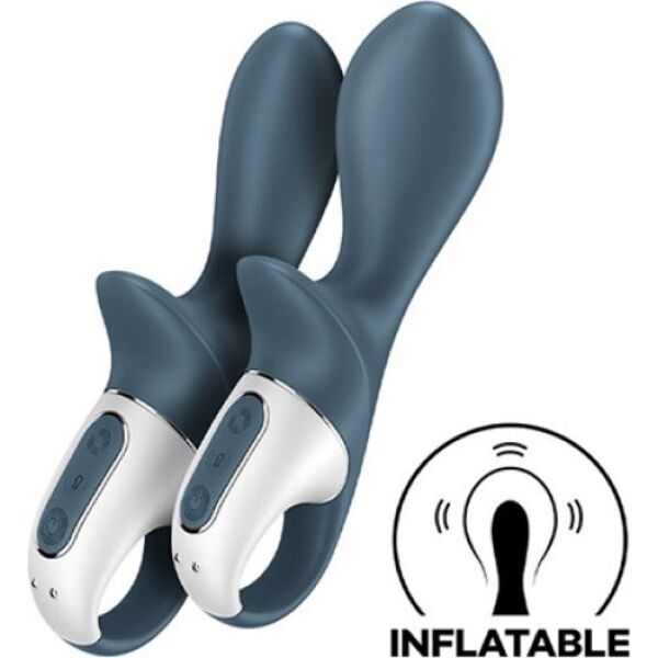 Vibromasseur anal Satisfyer Air Pump Booty 2 couleur anthracite, avec sa base et son anneau de maintien