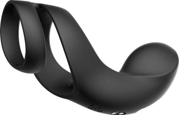 Anneau vibrant double Svakom Benedict de couleur noire, avec ses deux anneaux en silicone