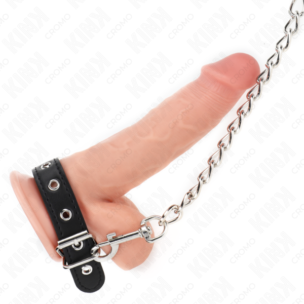 Anneau pénien Kink Ring Power avec sangle ajustable et chaîne métallique