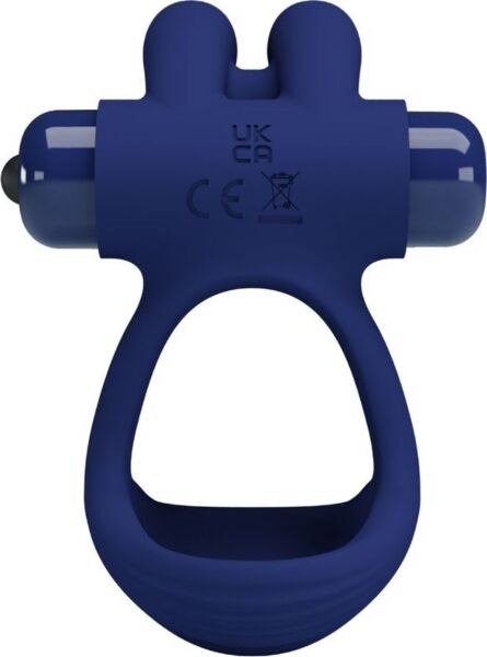 Anneau pénien vibrant double Pretty Love BI-210320 en silicone bleu