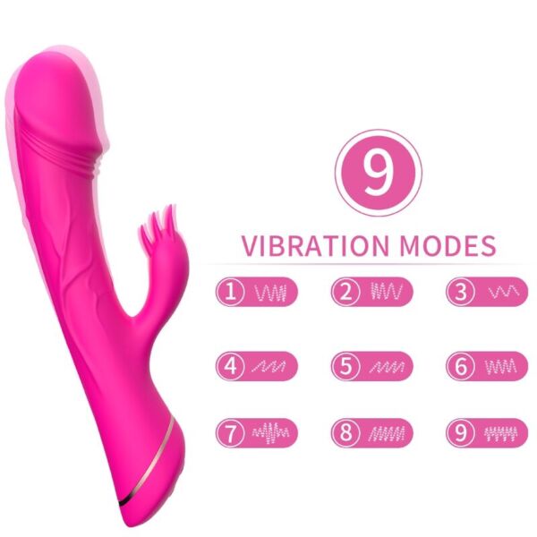 Vibromasseur rabbit Armony en silicone, disponible en violet et en fuchsia