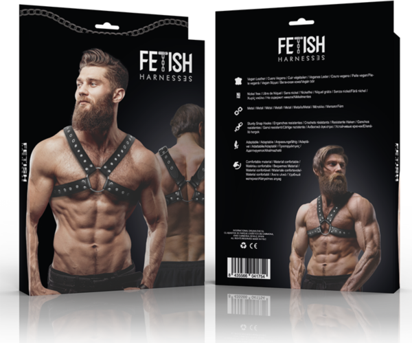 Harnais de poitrine croisé Fetish Submissive Attitude en cuir vegan, avec des sangles croisées sur le torse