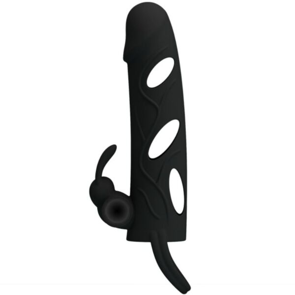 Gaine pénienne noire en silicone Pretty Love Male 14 cm avec vibration
