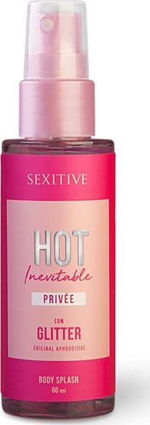Brume corporelle pailletée Sexitive Hot Inevitable, flacon de 60 ml avec vaporisateur