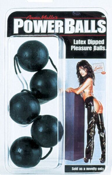 Boules de geisha CalExotics Power Balls, cinq boules noires reliées par un cordon