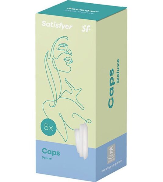 Embouts en silicone blancs Satisfyer Deluxe Climax Tips, pack de 5