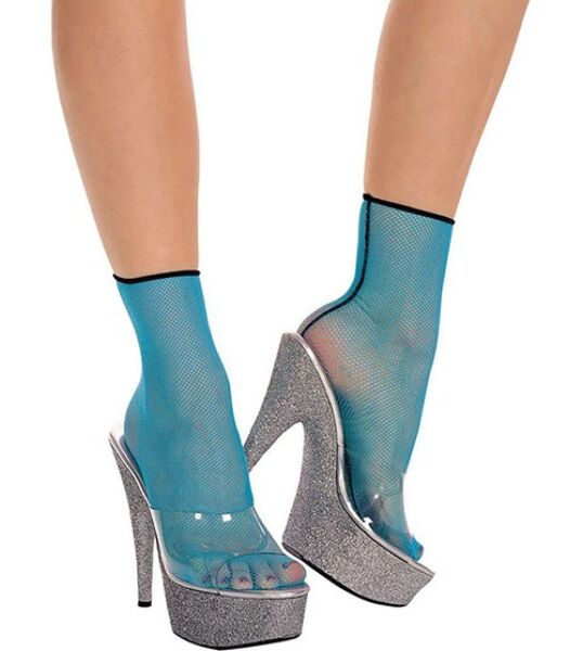 Socquettes en résille Music Legs de couleur turquoise