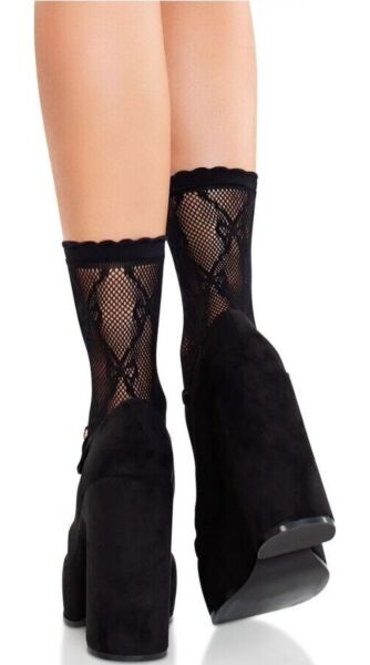 Socquettes en résille Leg Avenue Bow Babe en noir, avec un nœud