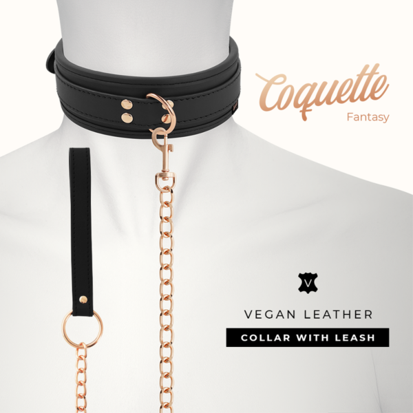 Collier BDSM Coquette Chic Desire Fantasy avec laisse et chaîne en métal