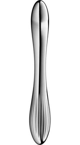 Gode Satisfyer Pure Gravity 1 en acier inoxydable argenté, courbe et à double usage