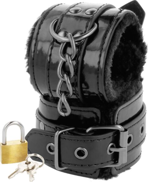 Menottes Darkness avec cadenas, de couleur noire, avec leurs deux manchettes réglables