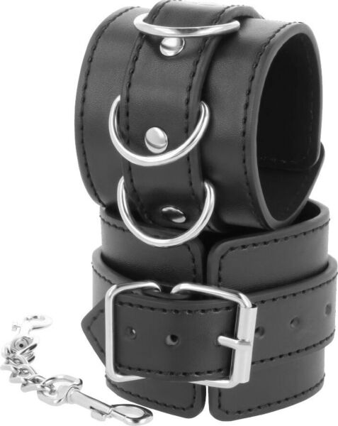 Menottes Darkness Bondage noires avec leurs deux bracelets réglables