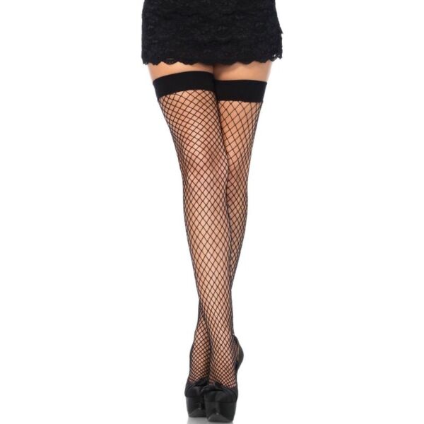 Bas résille noirs Leg Avenue Dream Net taille unique, jusqu'à la cuisse