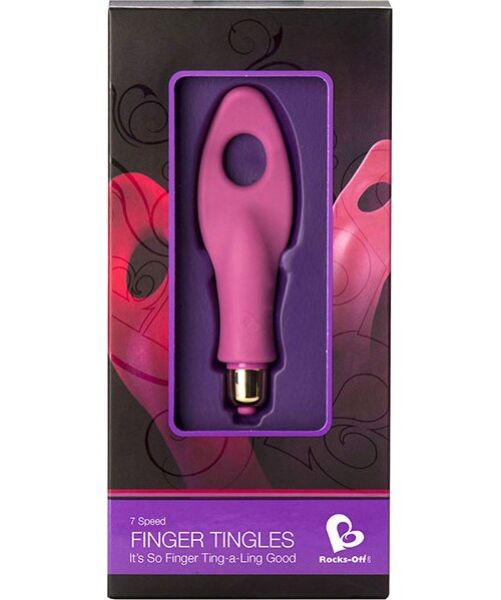 Vibromasseur de doigt Rocks Off Finger Tingles 7 rose avec sa gaine flexible