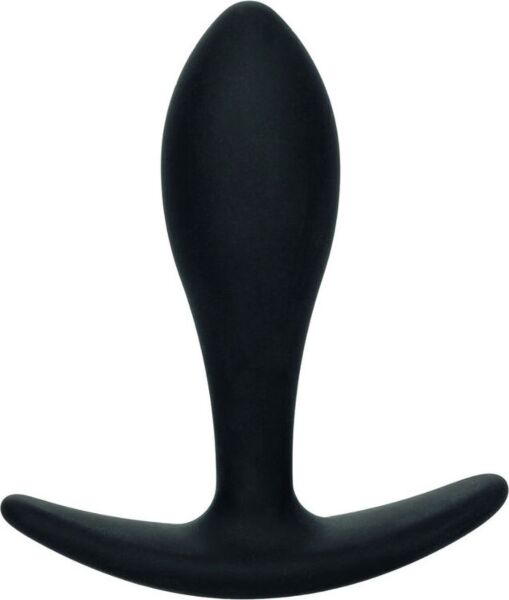 Plug anal CalExotics Boundless Teardrop noir, en forme de goutte, avec anneau de retrait à la base