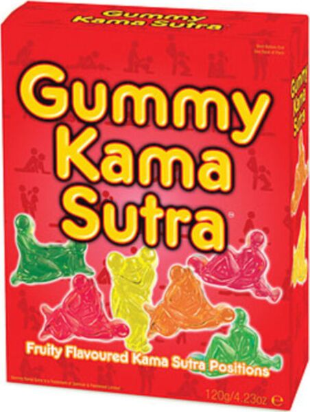 Sachet de bonbons gélifiés Gummy Kama Sutra 120 g de Spencer & Fleetwood, en forme de positions du Kamasutra