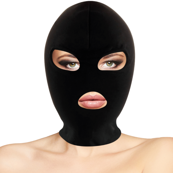 Cagoule BDSM Darkness avec ouverture pour la bouche et les yeux