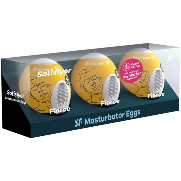 Lot de 3 œufs masturbateurs Satisfyer Eggs Fierce, de couleur jaune