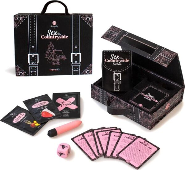 Kit de voyage Secret Play Sex in the Countryside avec ses cartes, le mini-vibromasseur, le dé et les dosettes