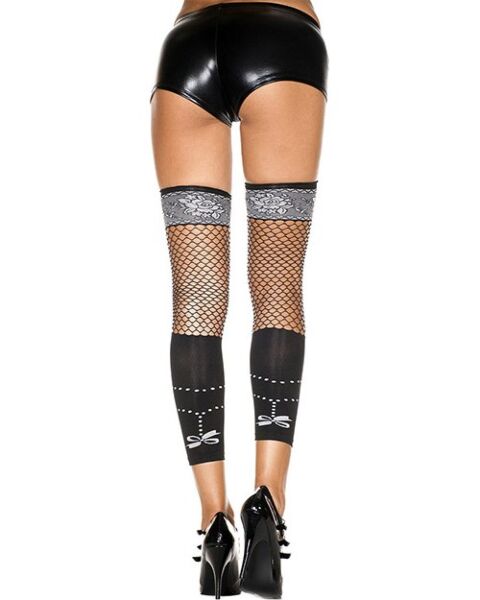 Leggings résille Music Legs noirs, à motifs