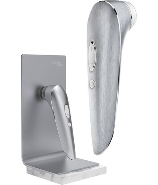 Stimulateur clitoridien à succion Satisfyer High Fashion, en aluminium argenté avec tête en silicone