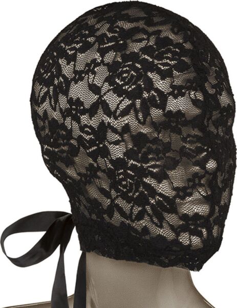 Cagoule noire CalExotics Scandal Corset Lace Hood en dentelle, avec lacets façon corset