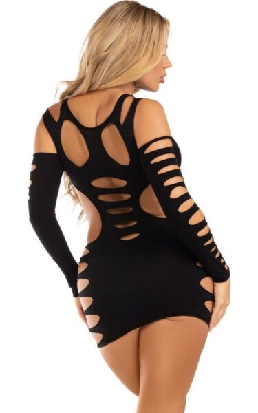 Mini-robe noire Leg Avenue Hits Different Shredded avec côtés déchirés