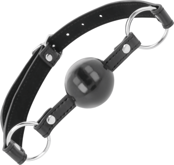 Bâillon boule Darkness Black Ball Gag, noir, avec ses sangles