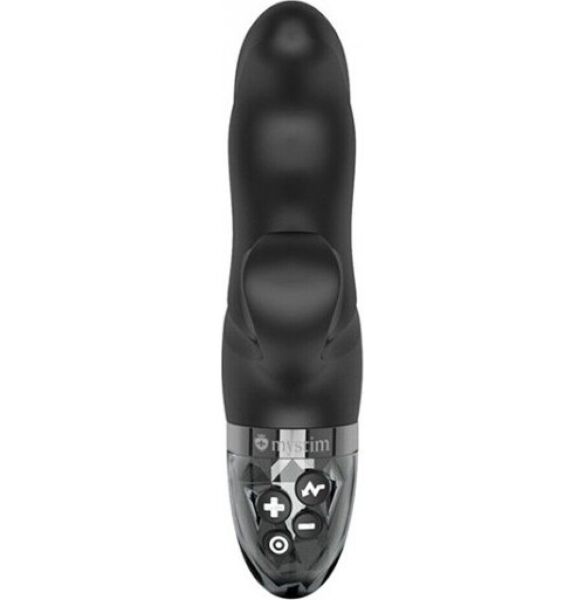 Vibromasseur rabbit Mystim Hop Hop Bob Black avec fonction e-stim, de couleur noire