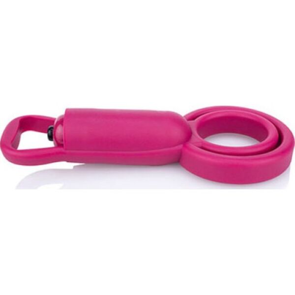 Anneau vibrant Screaming O OmegO de couleur grenat, avec ses deux anneaux et le mini-vibromasseur