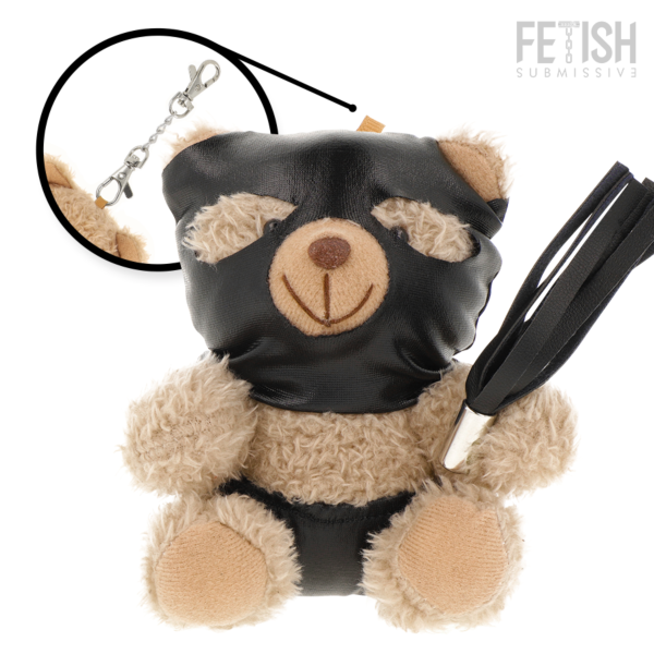 Ours en peluche BDSM Fetish Submissive Luno, avec masque noir et fouet