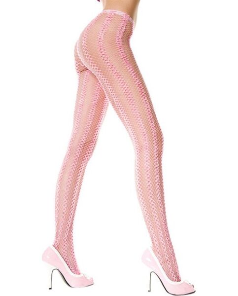 Collants résille Music Legs roses à motifs verticaux