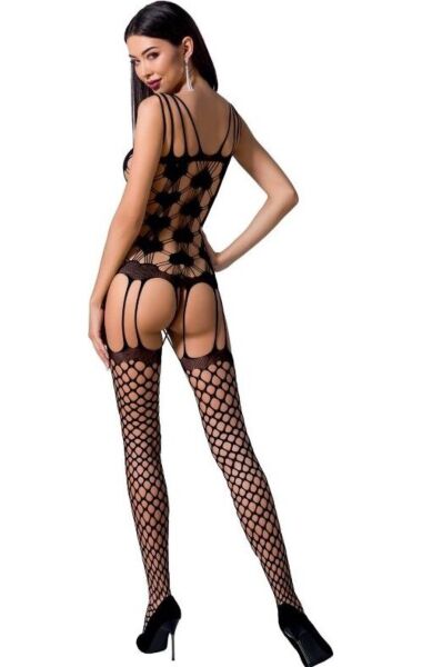 Bodystocking Passion BS067 en résille et dentelle avec ouverture à l'entrejambe