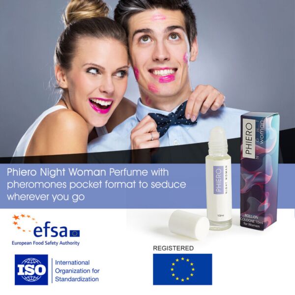 Parfum aux phéromones Phiero Night Woman de 500Cosmetics, au format roll-on de 10 ml