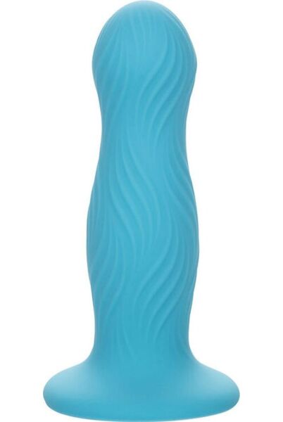 Plug anal CalExotics Wave Rider Swell bleu, à texture ondulée et base ventouse