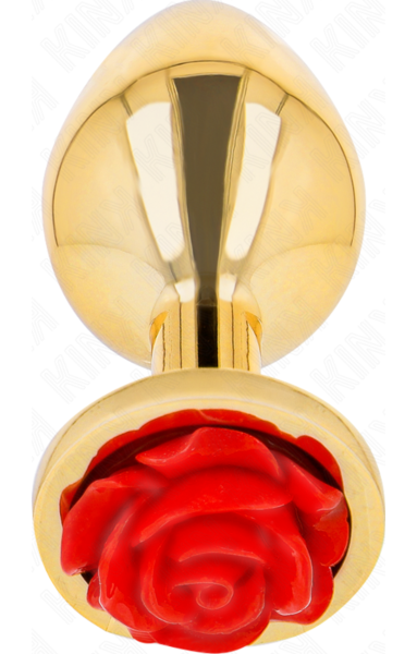Plug anal Kink Rose Rouge en acier inoxydable, avec la rose rouge à la base