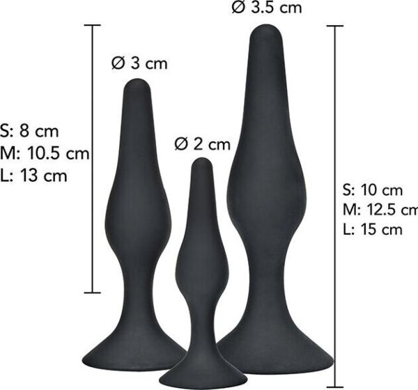 Trois plugs anaux ToyJoy Curvy Companions Kit de différentes tailles, incurvés et dotés d'une base large