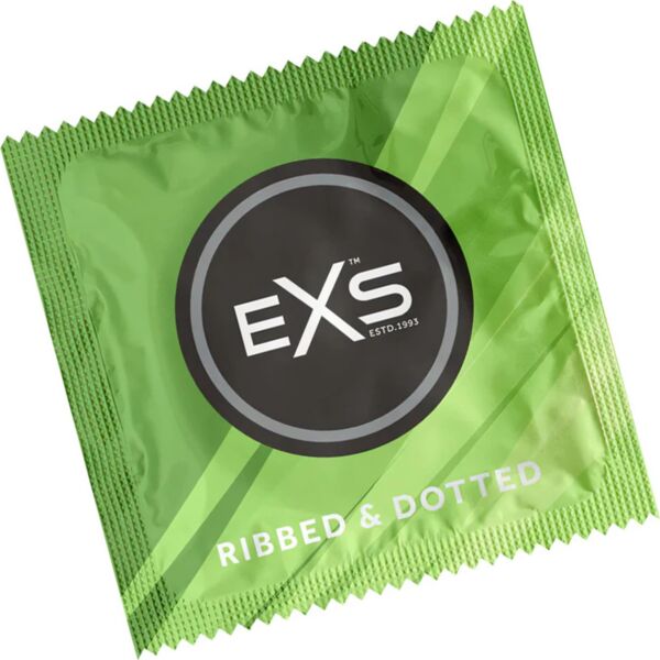 Boîte de préservatifs EXS Ribbed & Dotted 56 mm avec stries et points